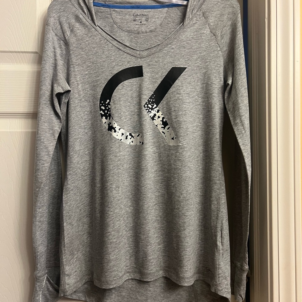 Calvin Klein Heather Gray Logo Long Sleeve